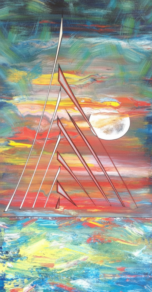 Brighten and make more vivid this painting photo while keeping the general colors the same. Make it brighter and more vibrant.